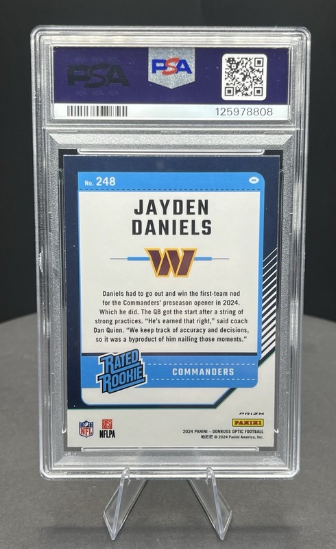 2024 Panini Donruss Optic - Rated Rookie Jayden Daniels #248 Stars PSA 9 view 2