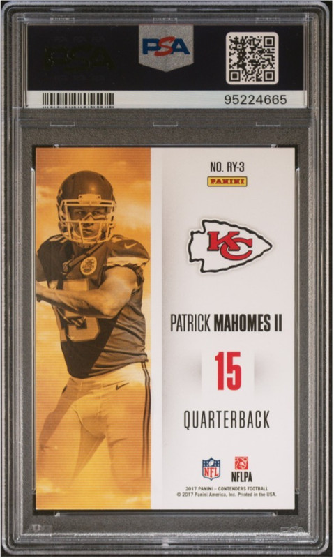 Panini 2017 Panini Contenders Patrick Mahomes II #RY-3 - PSA MINT 9 view 2