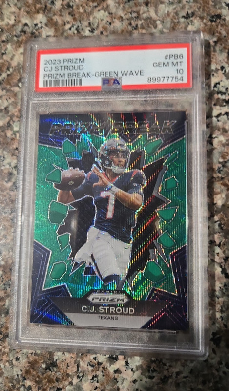 Panini 2023 Prizm C.J. Stroud Prizm Break Green Wave #PB-6 RC PSA 10