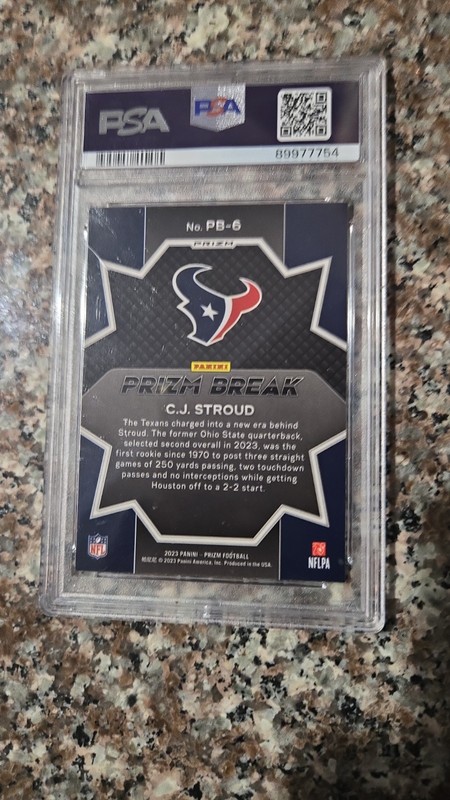 Panini 2023 Prizm C.J. Stroud Prizm Break Green Wave #PB-6 RC PSA 10 view 2