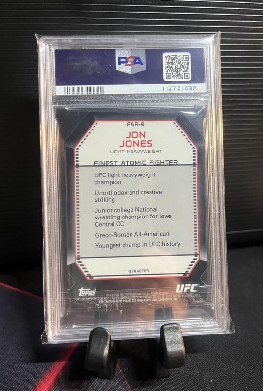 Topps 2011 Finest UFC Finest Atomic Refractor Jon Jones #FAR-8 PSA 8 view 2