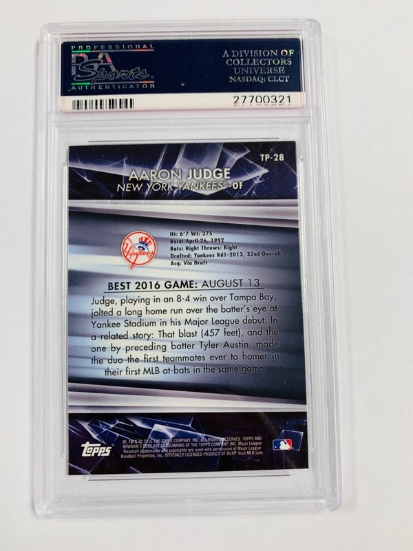 2016 BOWMANS BEST AARON JUDGE ROOKIE #TP28 PSA 10 GEM MINT YANKEES view 2
