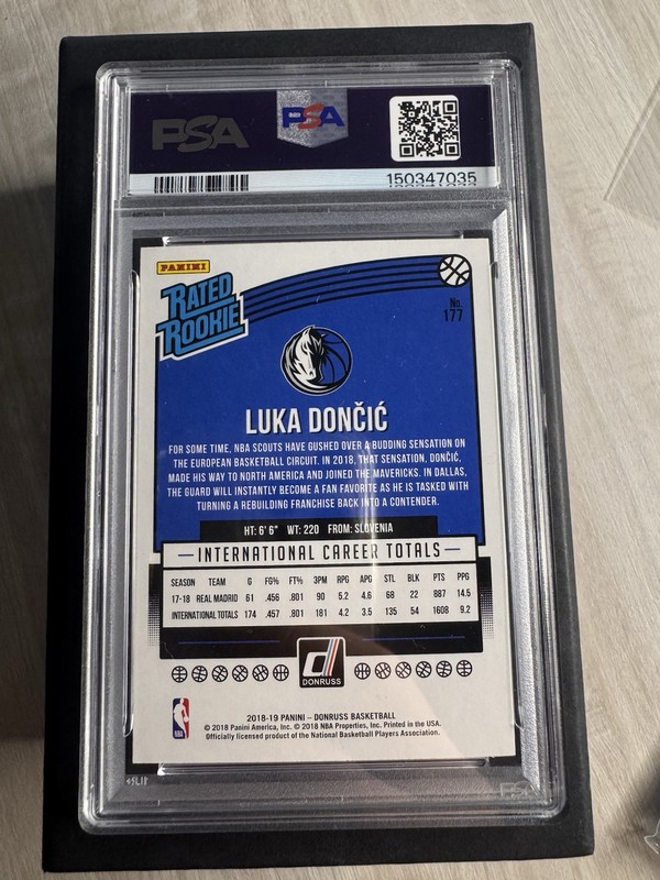 2018 Panini Donruss Luka Doncic RC Rated Rookie #177 PSA GEM MT 10 view 2