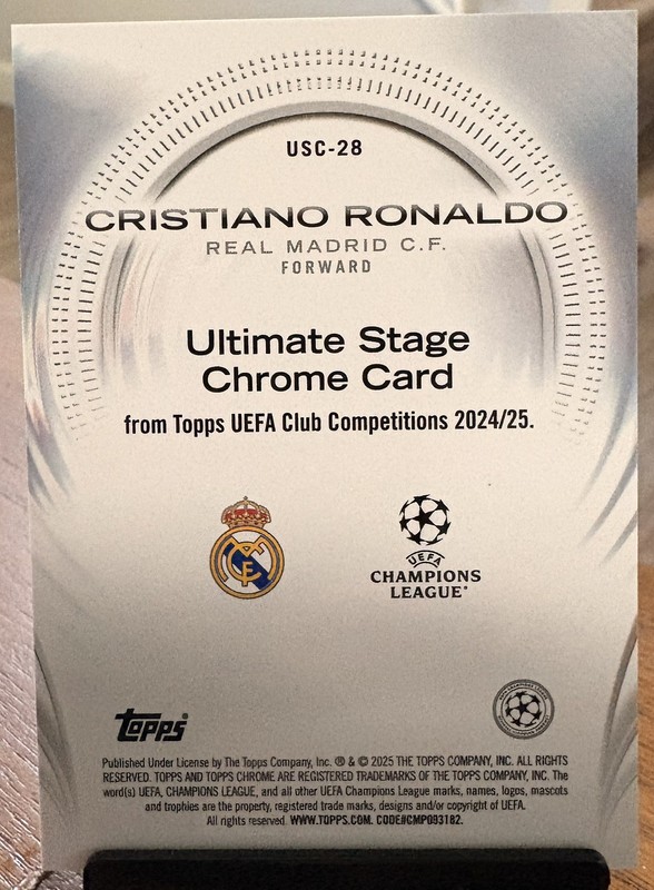 2024-25 Topps Chrome UEFA Ultimate Stage Real Madrid Cristiano Ronaldo #USC-28 view 2