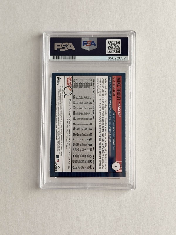 2021 Topps Big League #1 Mike Trout Signed Autograph PSA Auto Authentic view 2