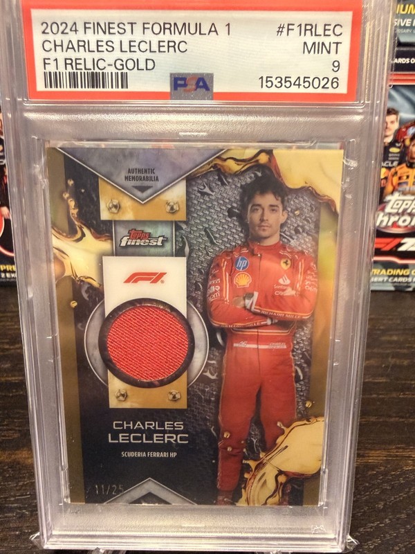 Charles Leclerc 2024 Topps Finest Relic F1R-LEC GOLD 11/25 PSA 9