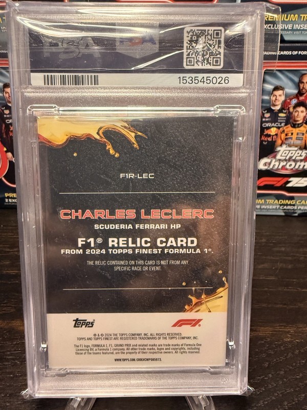 Charles Leclerc 2024 Topps Finest Relic F1R-LEC GOLD 11/25 PSA 9 view 2
