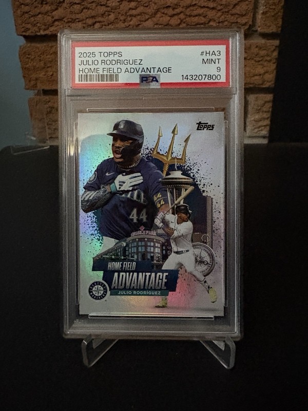 Topps 2025 Home Field Advantage, JULIO RODRIGUEZ, PSA 9, Mint, SP, #HA3 view 2