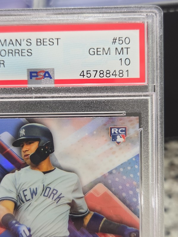 2018 Bowmans Best Refractor Gleyber Torres PSA 10 view 2