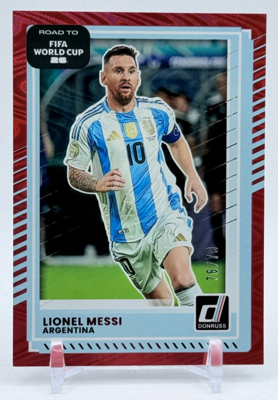 2025-26 Donruss Road To FIFA World Cup Lionel Messi #154 Red Swirl #/79