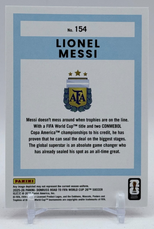 2025-26 Donruss Road To FIFA World Cup Lionel Messi #154 Red Swirl #/79 view 2