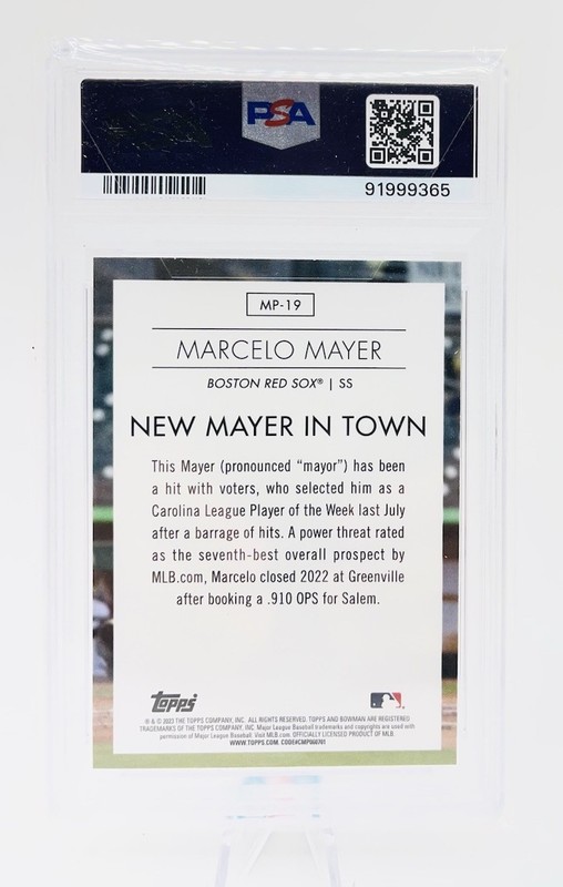 2023 Bowman Chrome Prospects Marcelo Mayer MP19 Boston Red Sox PSA 10 view 2