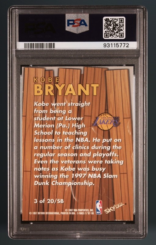 1997 Skybox Z Force Super Boss Kobe Bryant Los Angles Lakers #3 PSA 8 view 2