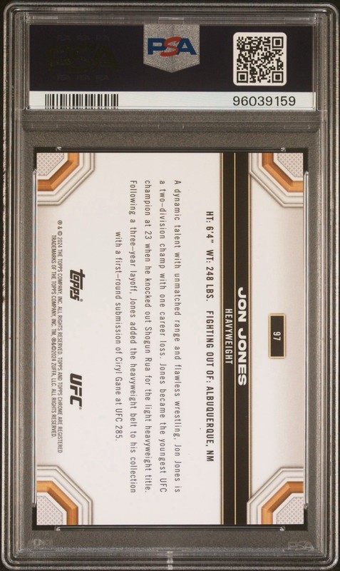 Jon “Bones” Jones 2024 Topps Chrome Orange Refractor /25 Auto PSA 10 Autograph view 2