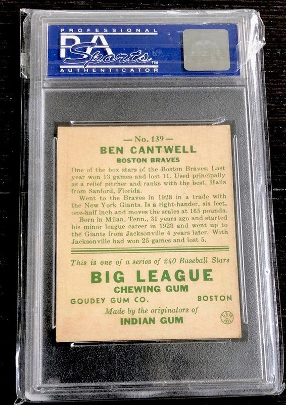 1933 Goudey Ben Cantwell PSA 6 OC view 2