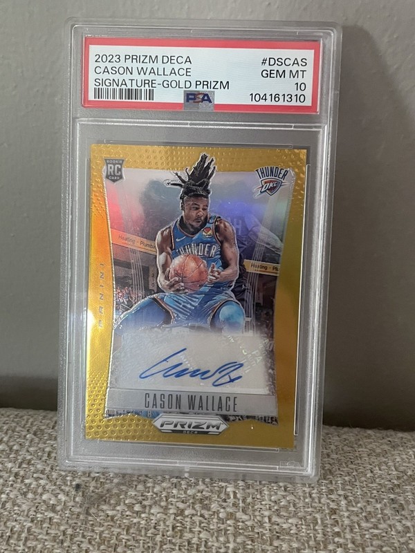 2023 Cason Wallace Prizm Deca Rookie Gold /10 Auto PSA 10 POP 1 OKC Thunder 