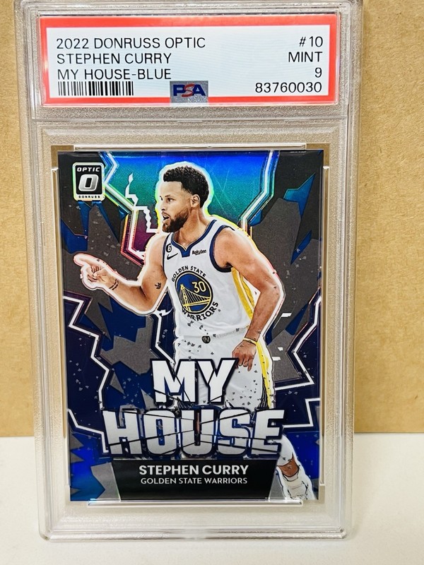 Stephen Curry PSA 9 2022-23 Donruss Optic My House Blue #55/85 Warriors