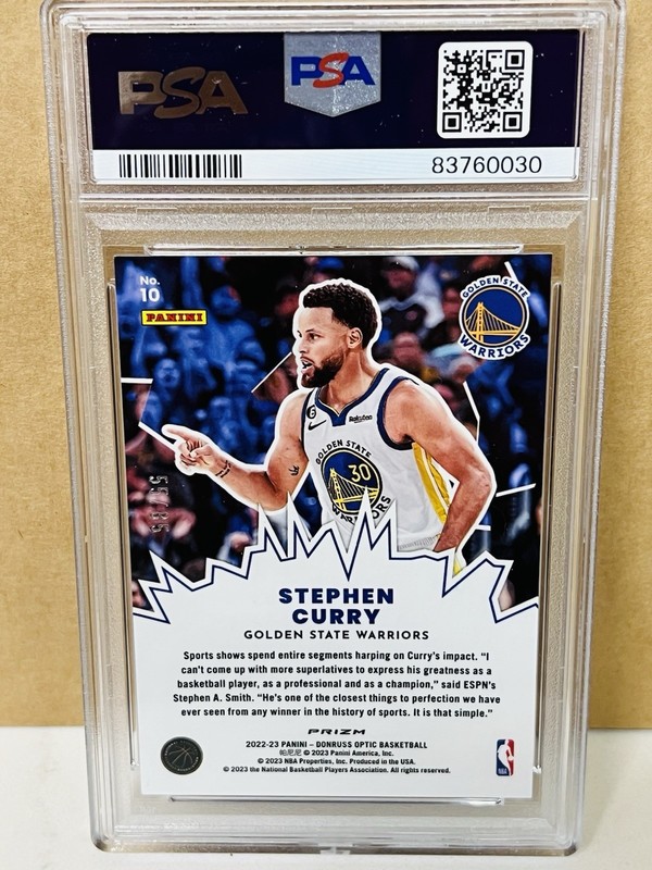Stephen Curry PSA 9 2022-23 Donruss Optic My House Blue #55/85 Warriors view 2