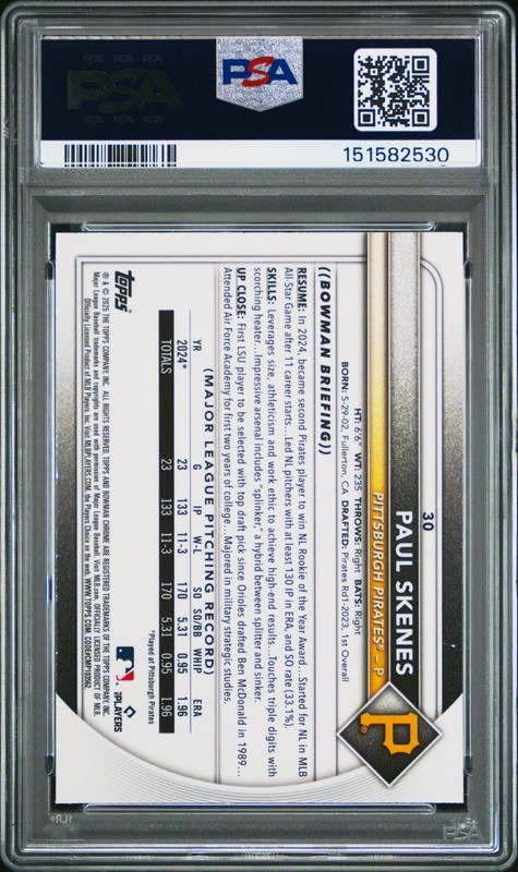 2025 Bowman Mega Box Paul Skenes Green Refractor /99 – PSA 9 view 2