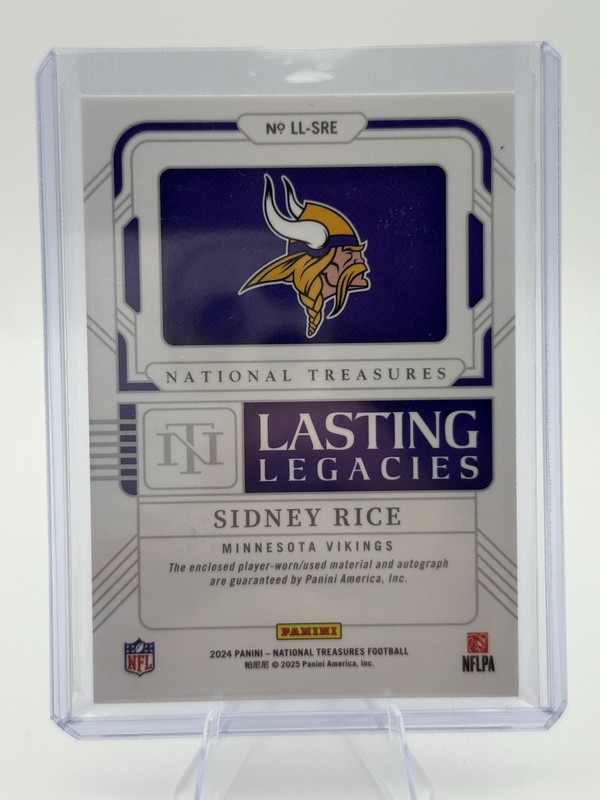2024 Panini National Treasures - Lasting Legacies Sidney Rice #LL-SRE Auto /25 view 2