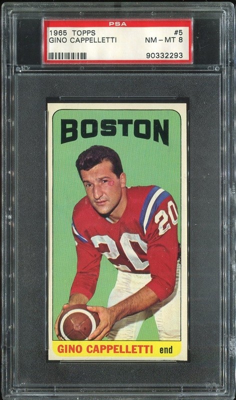 1965 Topps #5 Gino Cappelletti PSA 8 Patriots Hall of Fame Univ. of Minnesota