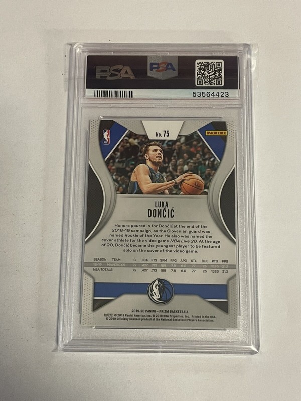 2019-20 Panini Prizm LUKA DONCIC #75 Dallas Mavericks PSA 9 view 2