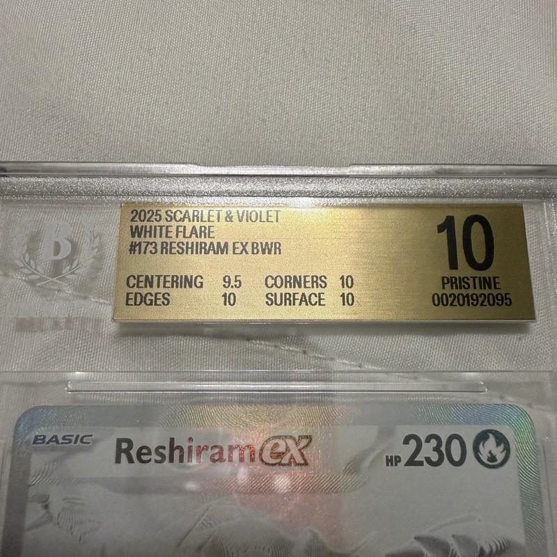 Pokemon Reshiram ex 173/086 BWR White Flare Beckett Pristine 10 BGS Gold Label view 2