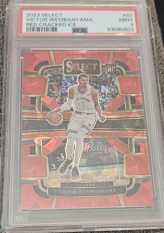 2023-24 Panini Select - Victor Wembanyama #87 Red Cracked Ice Prizm (RC) PSA9
