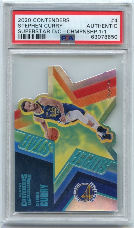 2020 Contenders #4 Stephen Curry Superstar Insert Championship True 1/1 PSA AUTH view 2