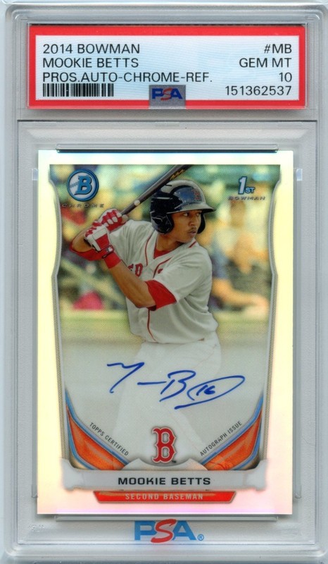 2014 Bowman #MB Mookie Betts Chrome Prospect Auto Refractor /500 PSA 10 GEM MT