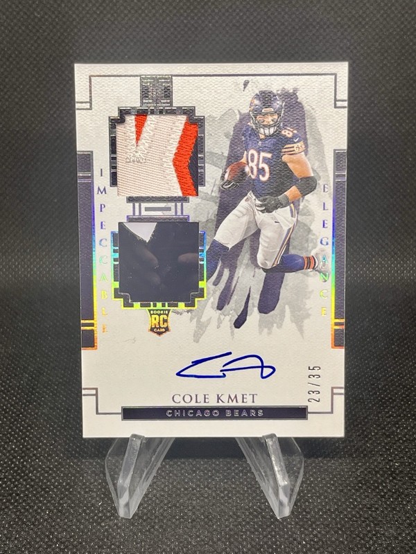 2020 Impeccable Cole Kmet RPA Rookie Patch Auto 23/35 Bears RC On Card Auto view 1