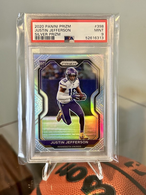 2020 Panini Prizm Justin Jefferson #398 Silver Prizm (PSA 9) Vikings - RC