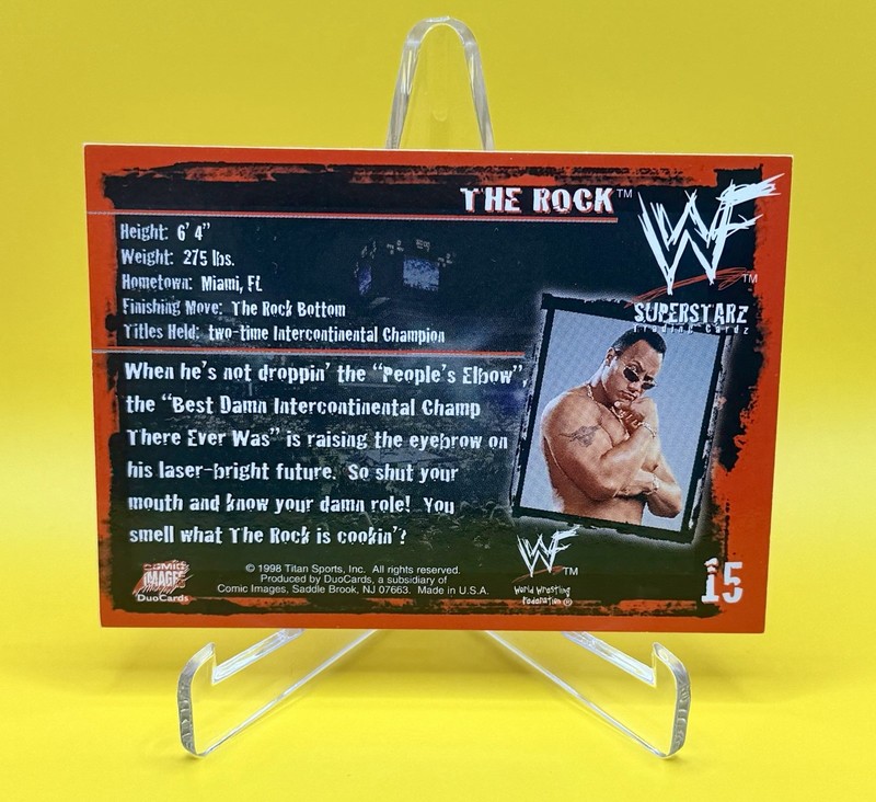 The Rock Dwayne Johnson WWF Superstarz 1998 Autographed Trading Card view 2