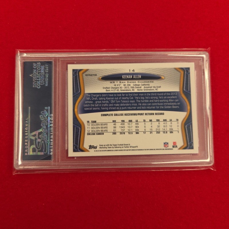 2013 Topps Chrome - Keenan Allen #14 Blue Wave Refractor (RC) PSA 10 CHARGERS view 2