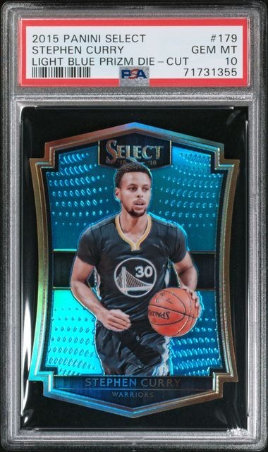 2015 PANINI SELECT #179 STEPHEN CURRY LIGHT BLUE PRIZM DIE-CUT PSA 10