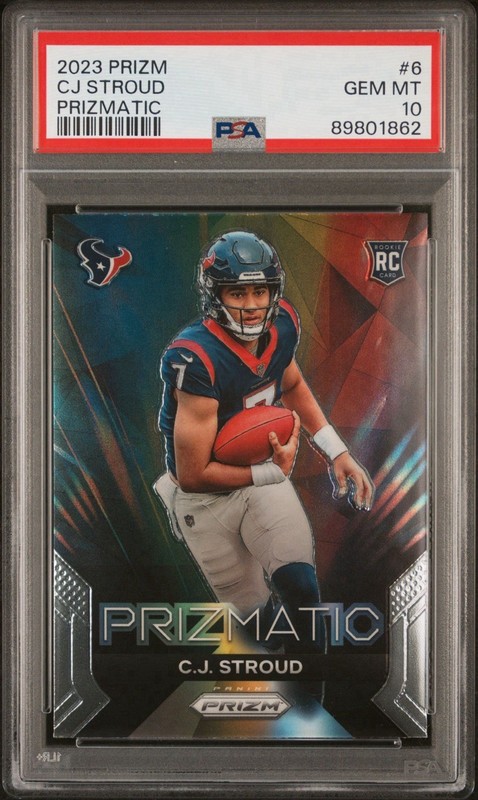 🏈 2023 Panini Prizm - CJ Stroud - Prismatic Houston Texans RC Rookie #6 PSA 10