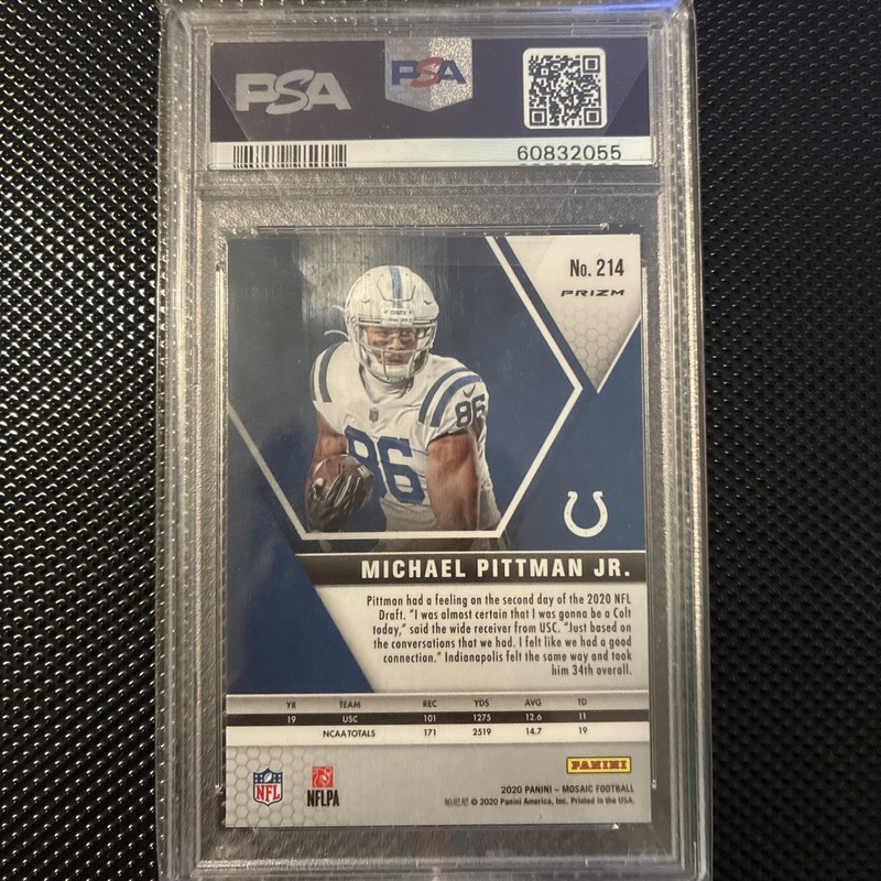 2020 Panini Mosaic Michael Pittman Jr #214 Camo Pink PSA 10 GEM MINT RC Steelers view 2