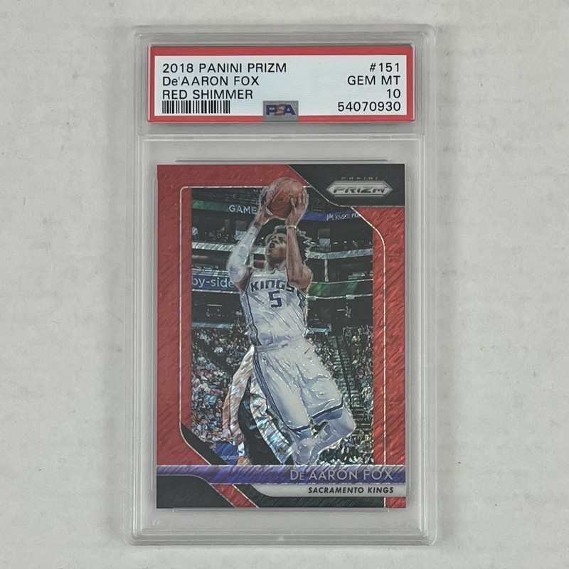 De'Aaron Fox 2018 Panini Prizm Red Shimmer #151 PSA 10 SSP 6/7 Spurs Kentucky