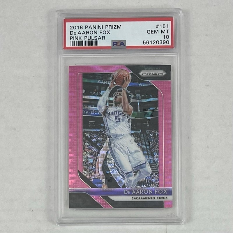 De'Aaron Fox 2018 Panini Prizm Pink Pulsar #151 PSA 10 SP 18/42 Spurs Kentucky
