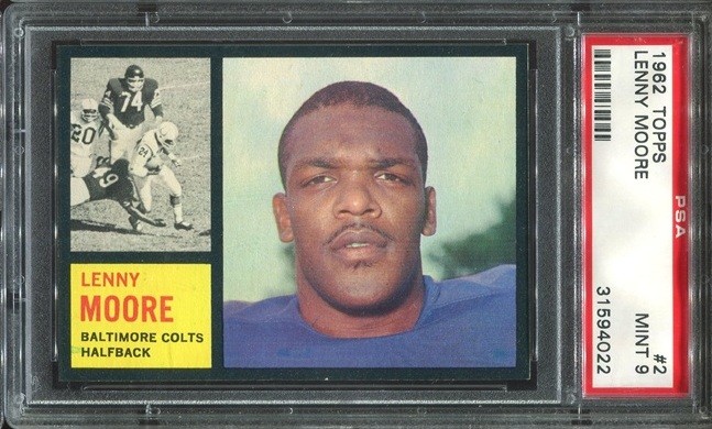 1962 Topps #2 Lenny Moore PSA 9 Baltimore Colts HOF Penn State