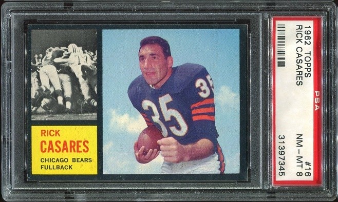 1962 Topps #16 Rick Casares Chicago Bears PSA 8 University of Florida