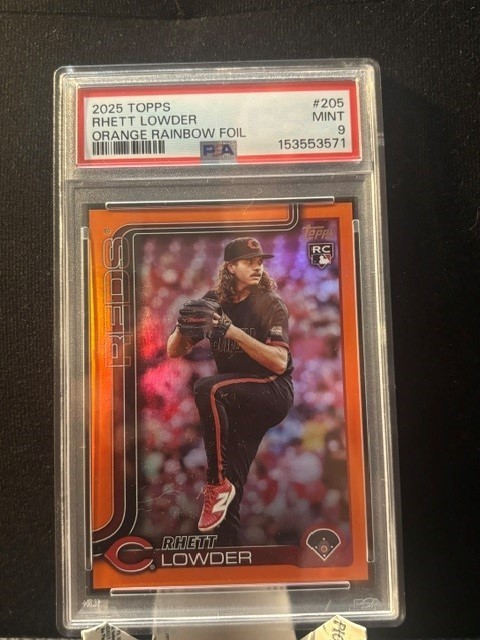 2025 topps rhett lowder orange rainbow foil psa 9