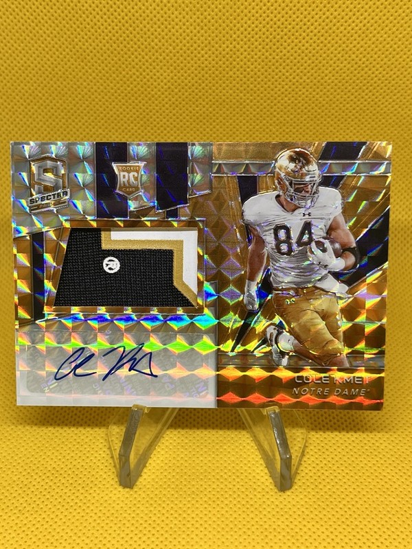 2020 Spectra Gold Cole Kmet RC RPA Patch Auto 10/10 Bears Notre Dame Rookie