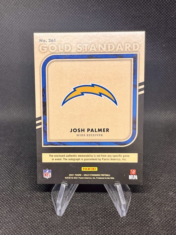 2021 Gold Standard Josh Palmer Rookie Patch Auto RPA 08/22 Dual Patch Chargers view 2