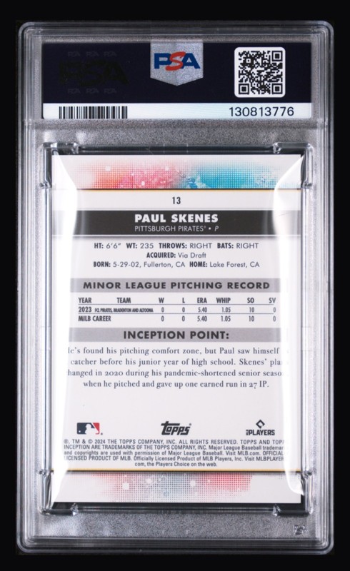 2024 Topps Inception - Paul Skenes #13 Green (RC) PSA 9 view 2