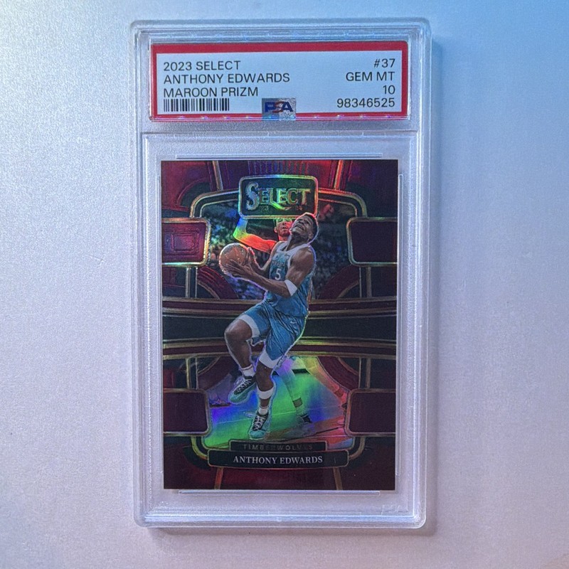 Panini 2023-24 Select Concourse Anthony Edwards #37 Maroon Prizm 153/175 PSA 10