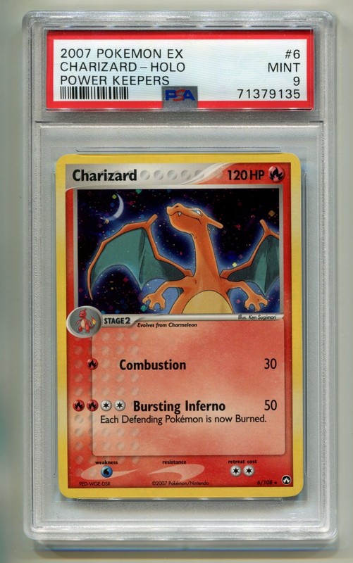 2007 POKEMON EX POWER KEEPERS CHARIZARD #6/108 RARE HOLO FOIL PSA 9 B P1