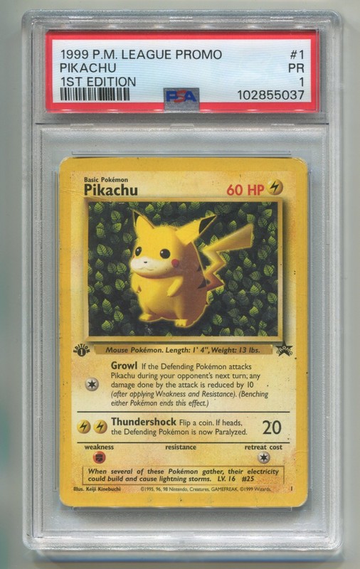 1999 WOTC POKEMON LEAGUE PIKACHU #1 BLACK STAR PROMO PSA 1 PR