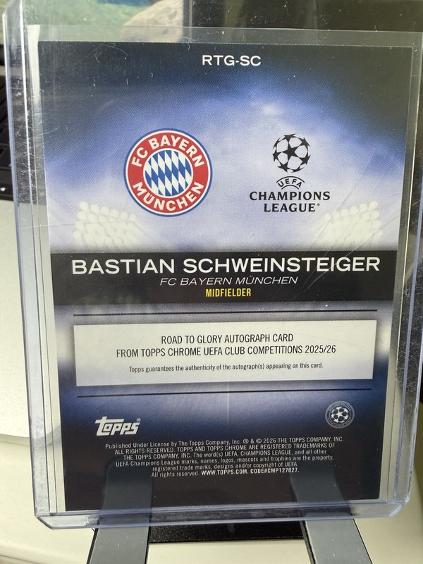 Bastian Schweinsteiger 2026 Topps Chrome UEFA Road To Glory Auto /50 SSP CaseHit view 2
