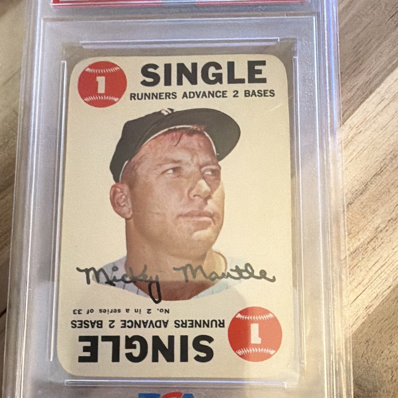 Topps 1968 Game Mickey Mantle #2 New York Yankees Autograph PSA 6 view 2